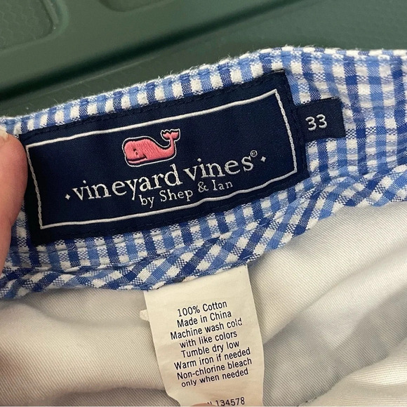 Vineyard Vines by Shep and Ian Club Shorts Size 33 Blue Plaid 6" Inseam - Picture 6 of 7